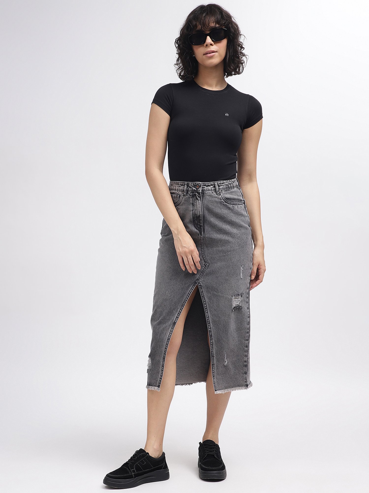 Iconic Women Washed Regular Fit Cotton Skirts