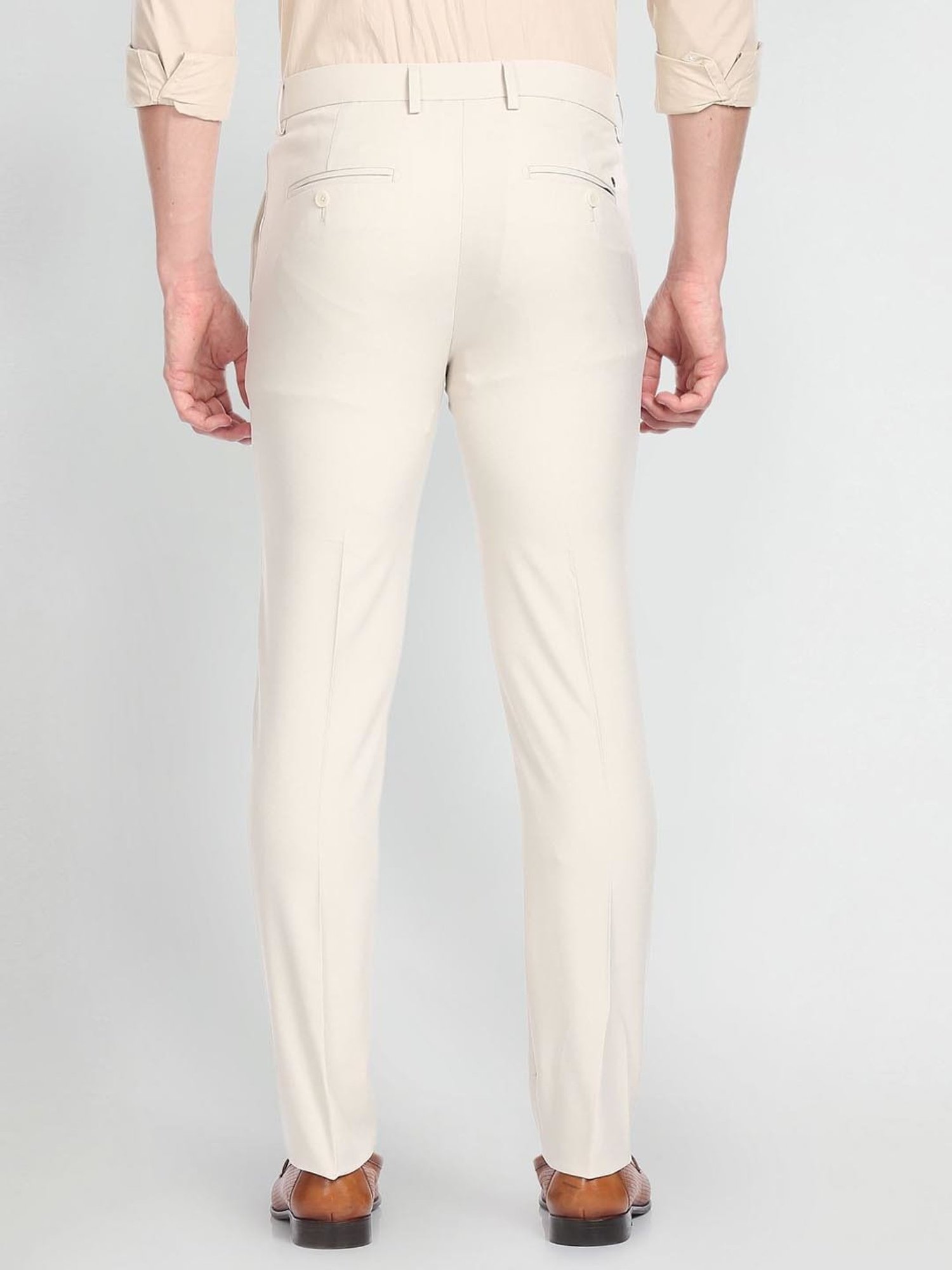 Arrow White Slim Fit Trousers