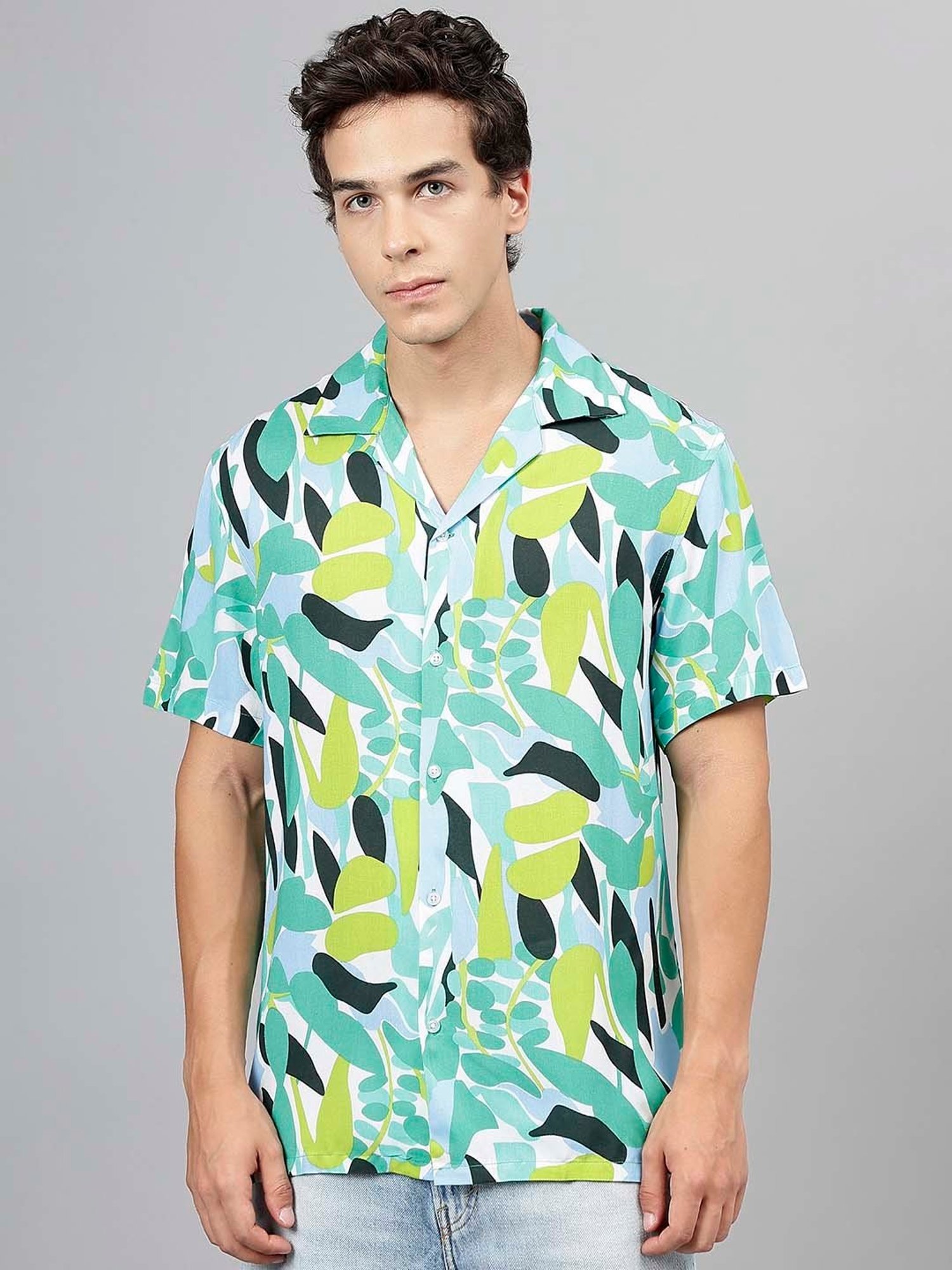 English Navy Multicolor Relaxed Fit Printed Shirt