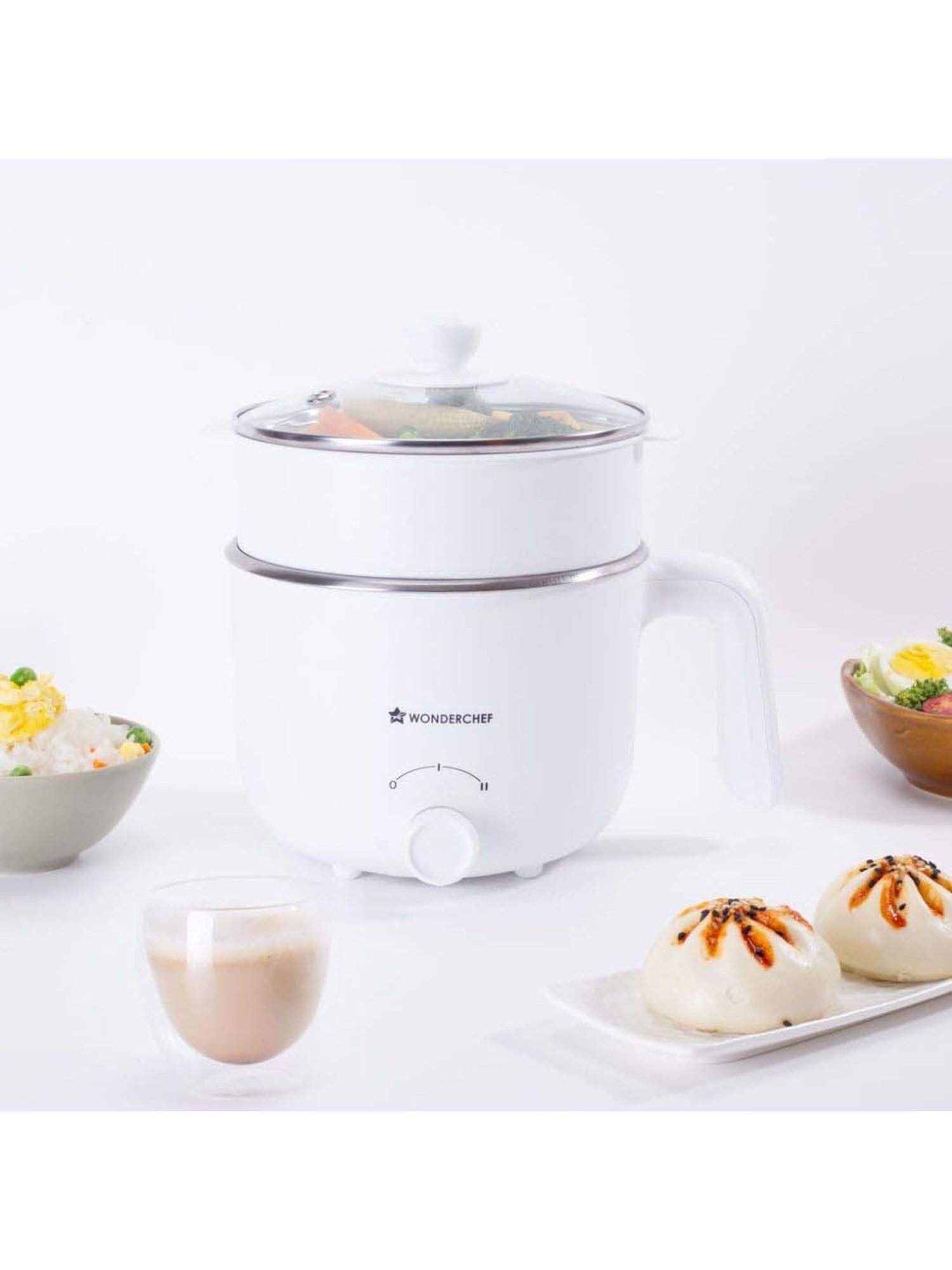 Wonderchef Luxe Multi Cook 1.2 L Kettle with Dual Power Modes & Automatic Shut-Off (600W,White)