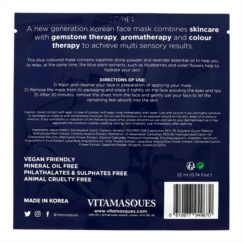 Vitamasques Sapphire Gemstone Sheet Mask - 0.74 fl oz