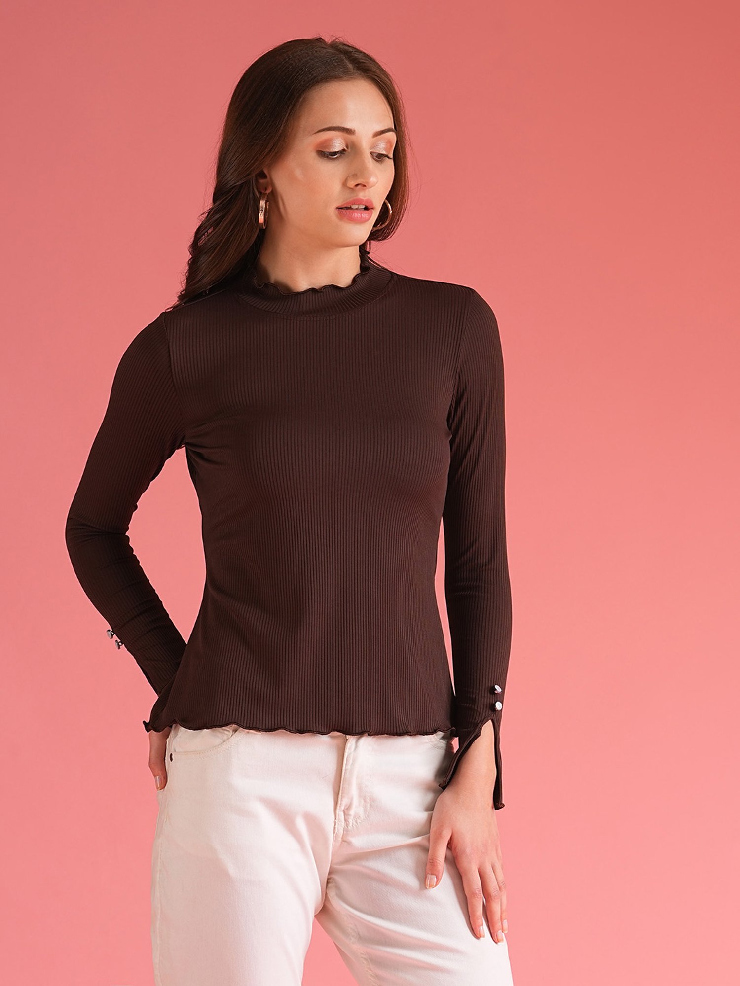 Globus Brown Cotton Regular Fit Top