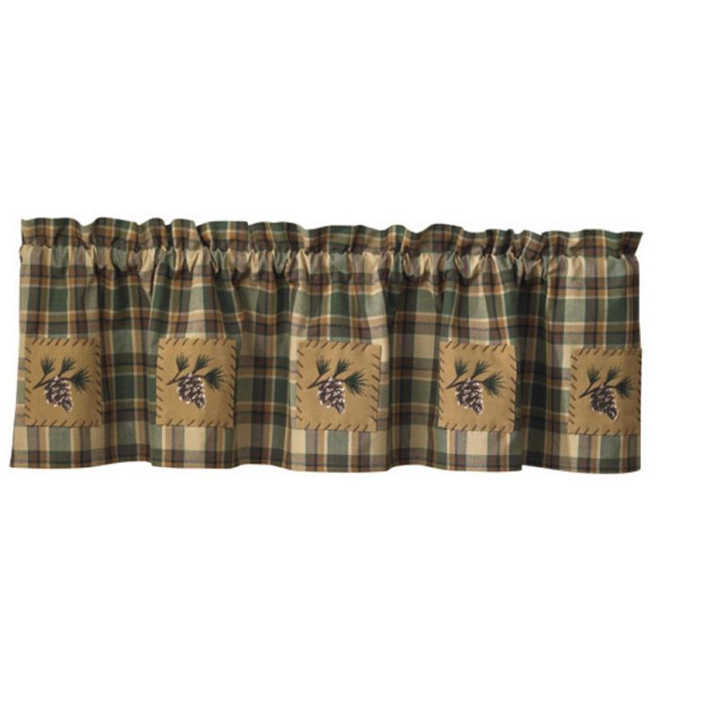 Park Designs Scotch Pine Lined Patch Valance - Green