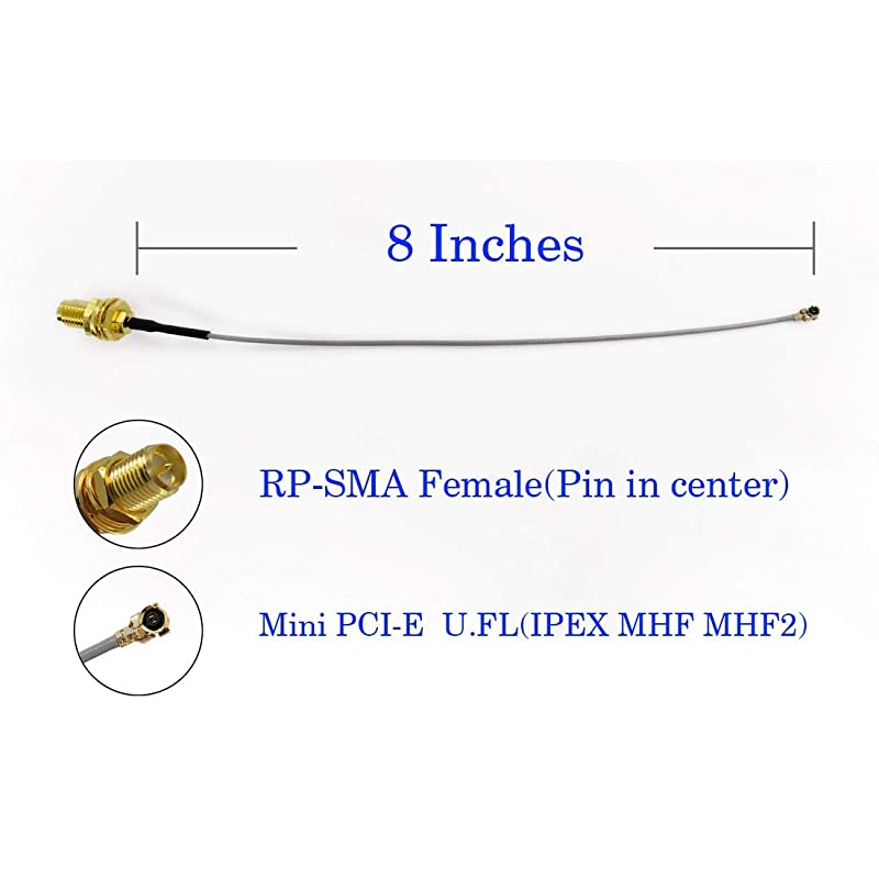 Antenna 8dBi Omni RP SMA Male RPSMA Antenna 24Ghz 58Ghz Dual Band + 20cm UFL to RPSMA Female Extension Cable for Mini PCIe Card Notebook PS4 Drone 2 Pcs