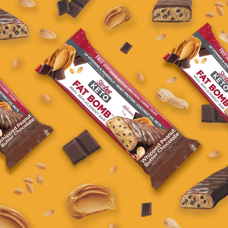 SlimFast Keto Fat Bomb Meal Replacement Bar - Whipped Peanut Butter Chocolate - 5ct
