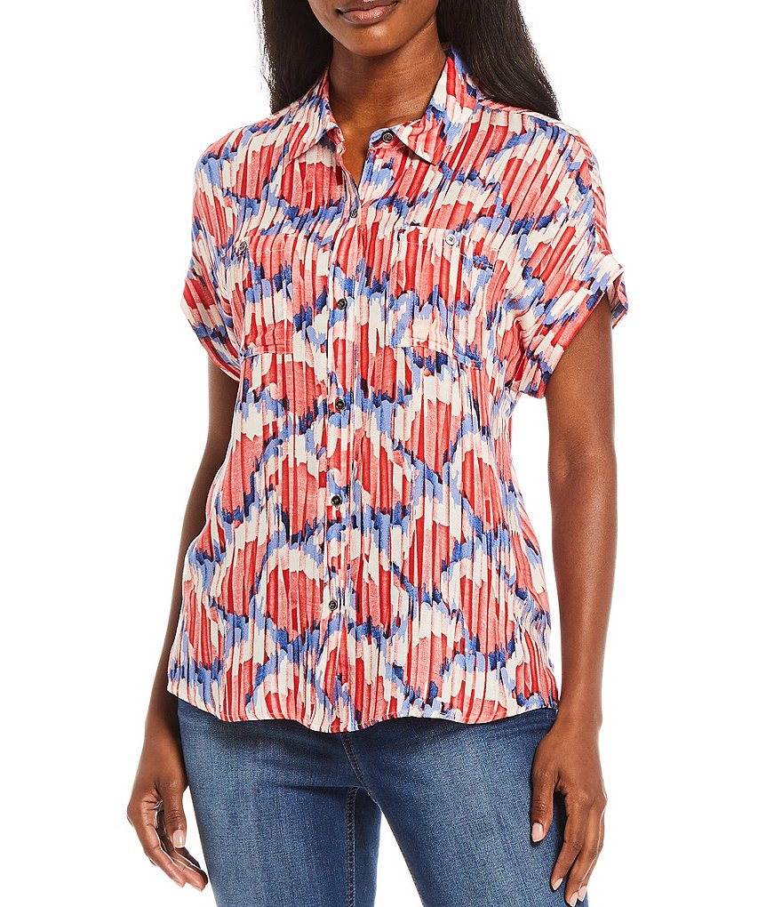 Westbound Shattered Check Button Up Camp Shirt