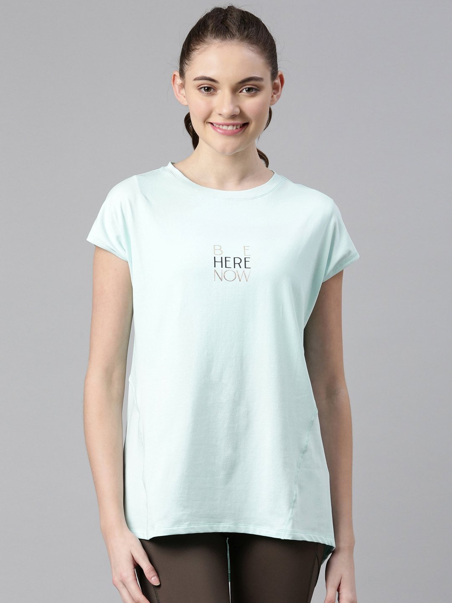 Enamor Blue Cotton Graphic Print Sports T-Shirt