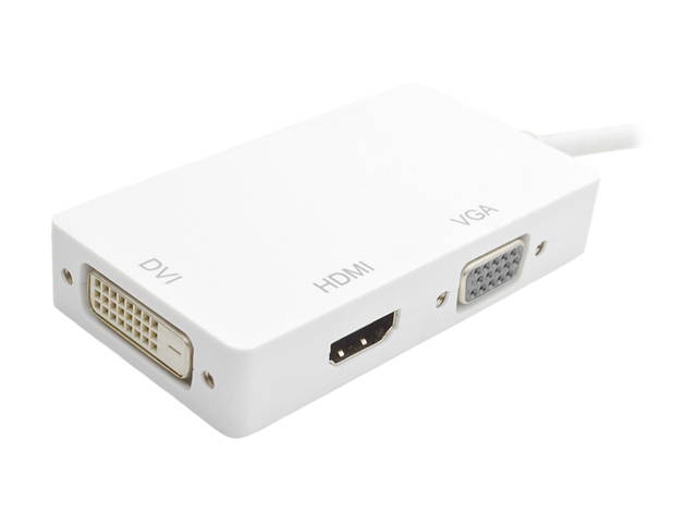 DAT 5662D Mini Display Port to HDMI / DVI / VGA (3-in-1) Adapter - White