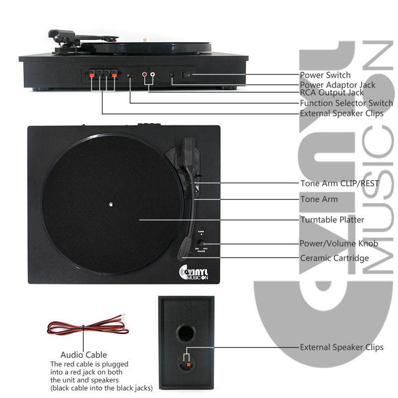 Bluetooth Vinyl Record Player with Powerful External Speakers, Nostalgic Turntable for 33?/45 RPM Record with Adjustable Counter Weight,Wireless Connection