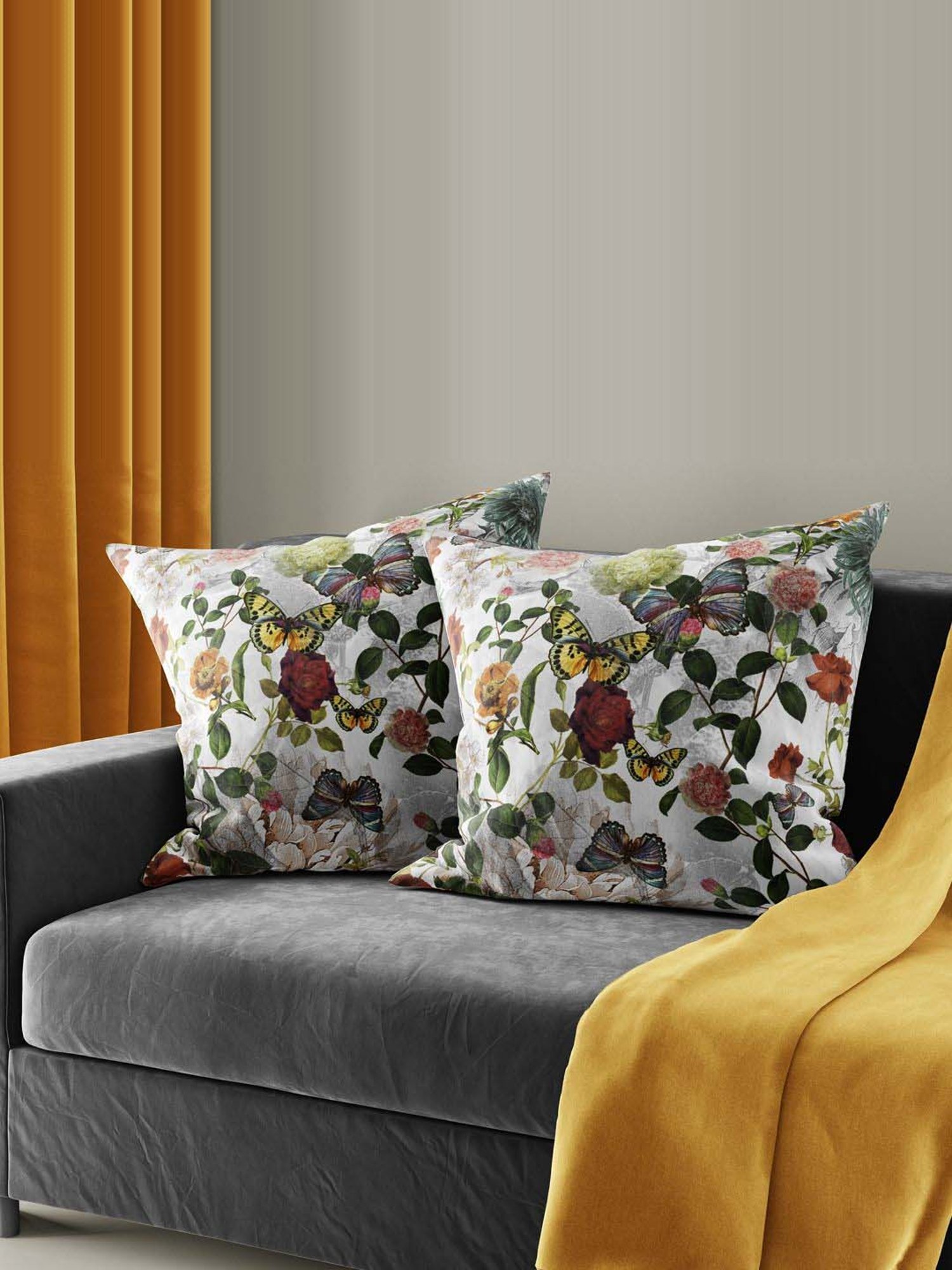 Bianca Ruyal Multicolor Microfibre Medium Cushion Cover - Set of 2