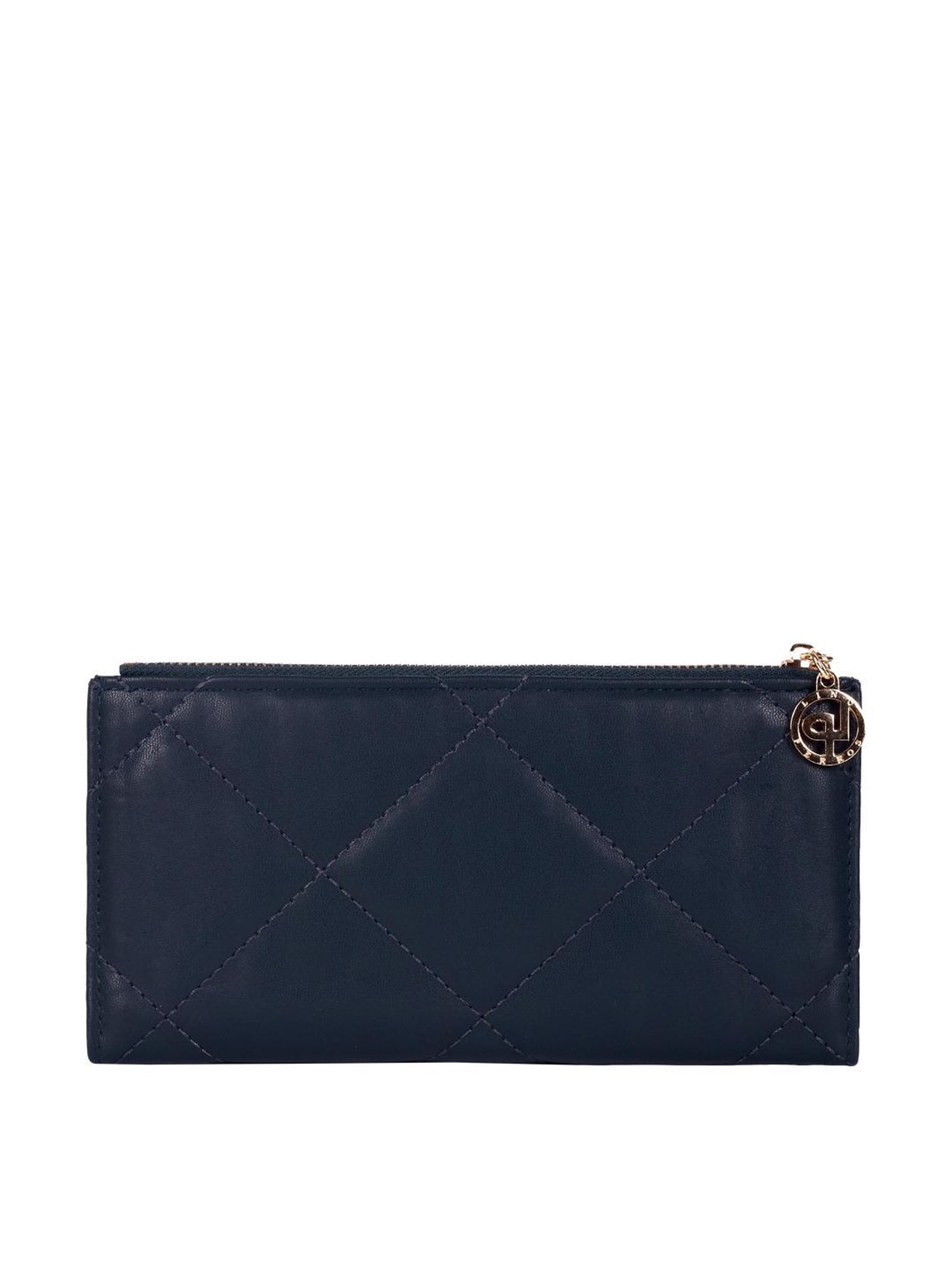 Lino Perros Navy Synthetic Quilted Bi-Fold Wallet