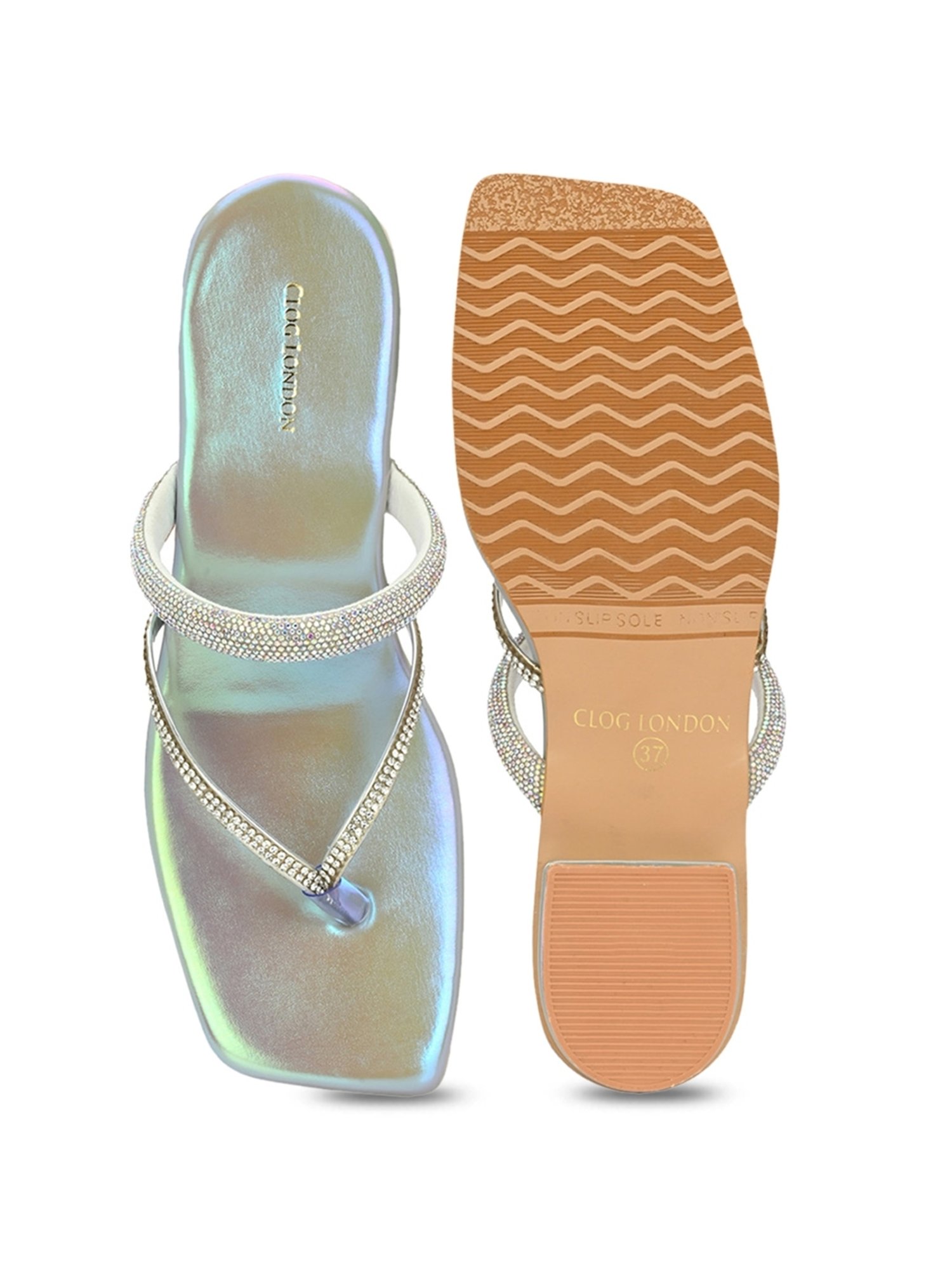 Clog London Women's Silver Thong Sandals