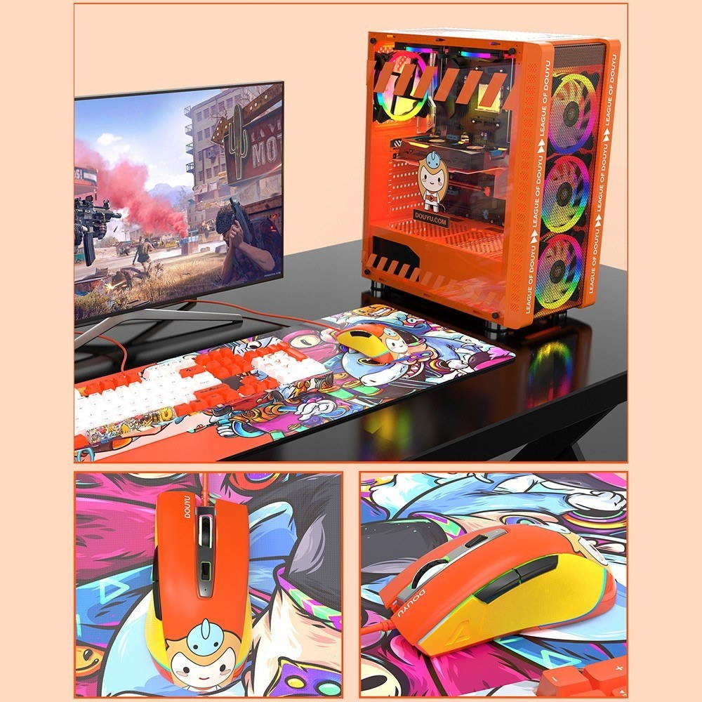 DMG700 Wired Gaming Mouse 16000DPI Game/Office Dual Modes Mice Laptop Desktop PC Accessory Orange