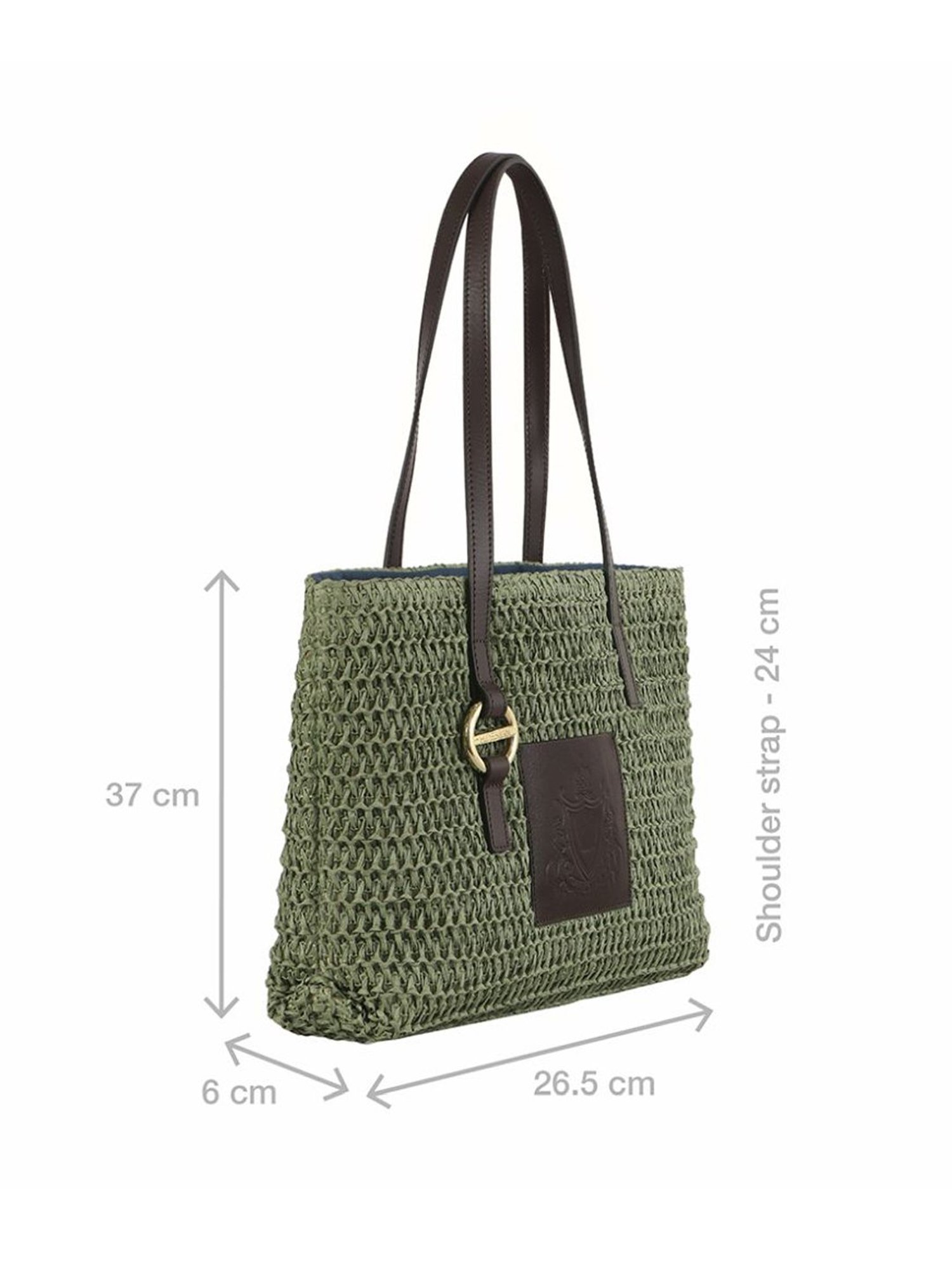 Hidesign Green Textured Medium Tote Handbag