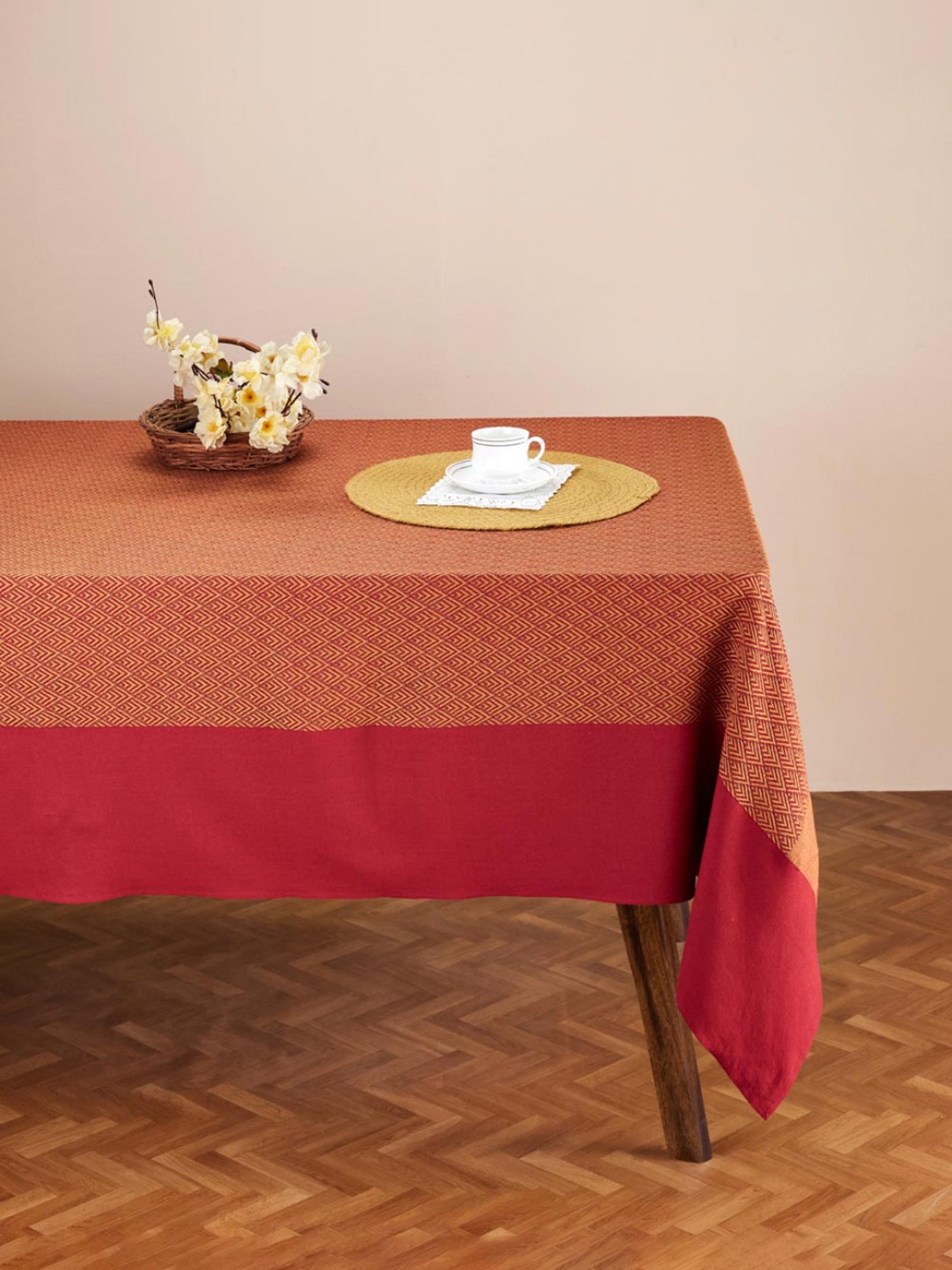 Romee Beige Cotton Checks Table Linen Sets