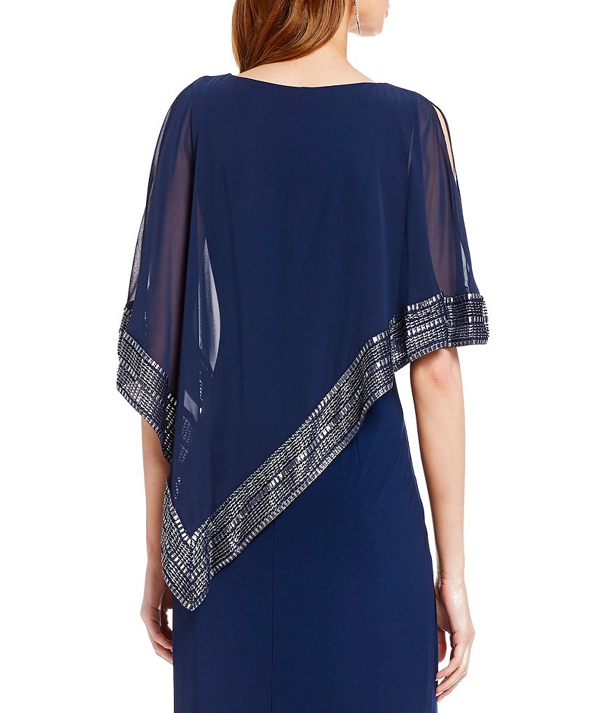 Ignite Evenings Asymmetrical 3/4 Cold Shoulder Sleeve Popover Sheath Dress