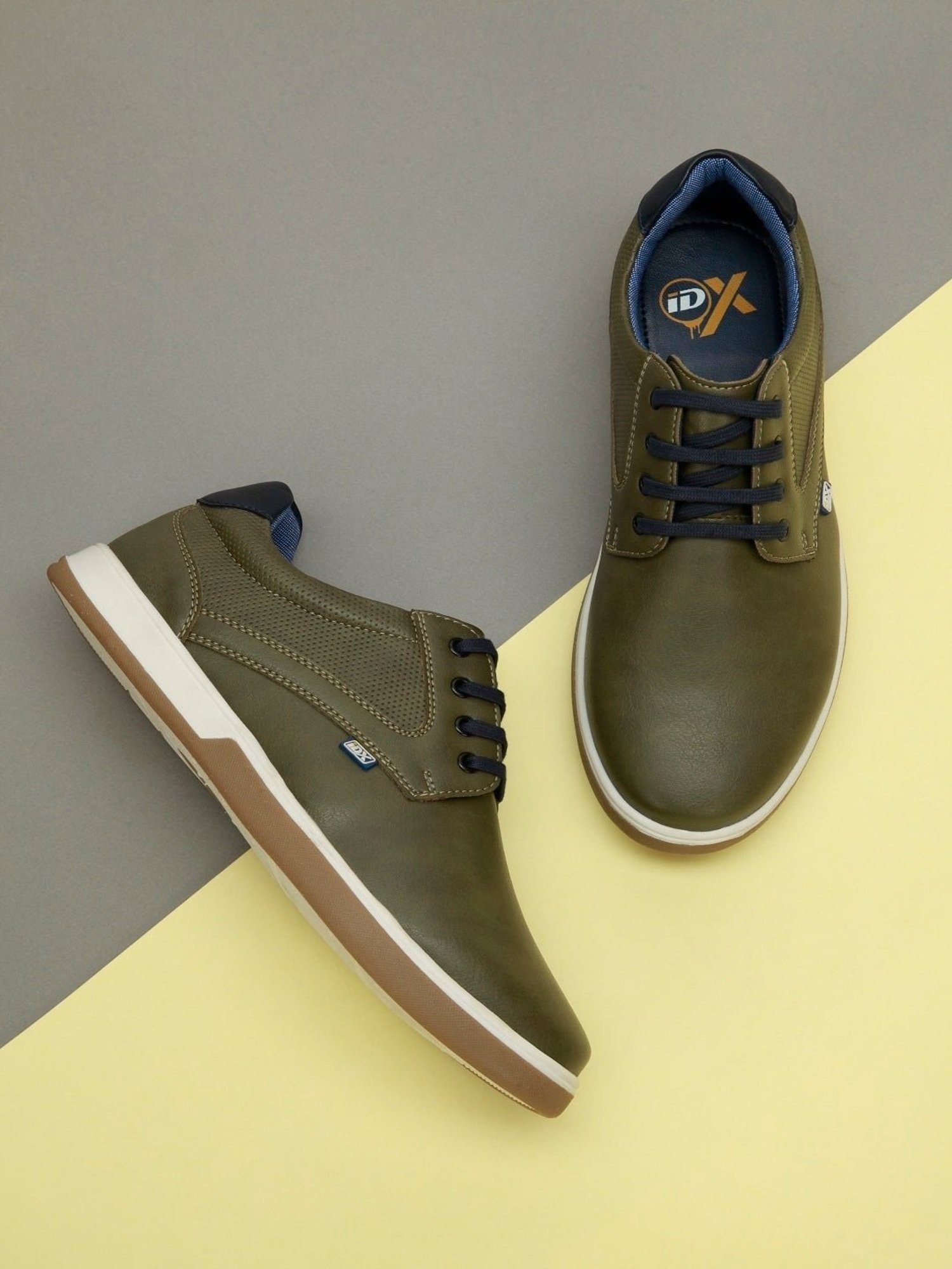 ID Men's Olive Derby Shoes