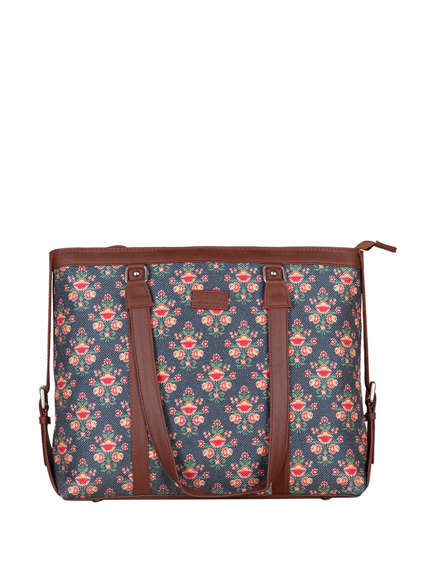 ZOUK Blue Printed Large Tote Handbag