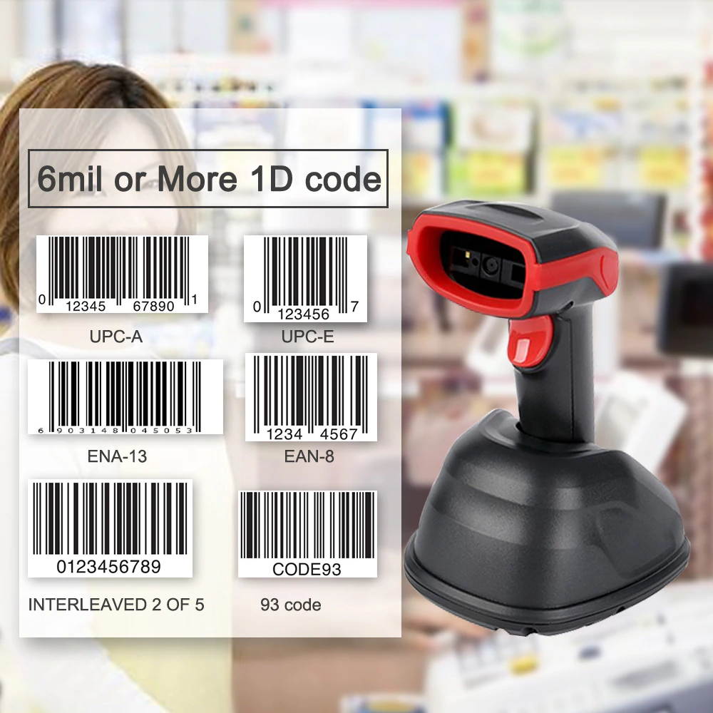 Wireless Barcode Scanner Wireless Laser Bar Code Reader 1D 2D QR PDF417 Aztec Portable Barcode Scanner Drop Shipping