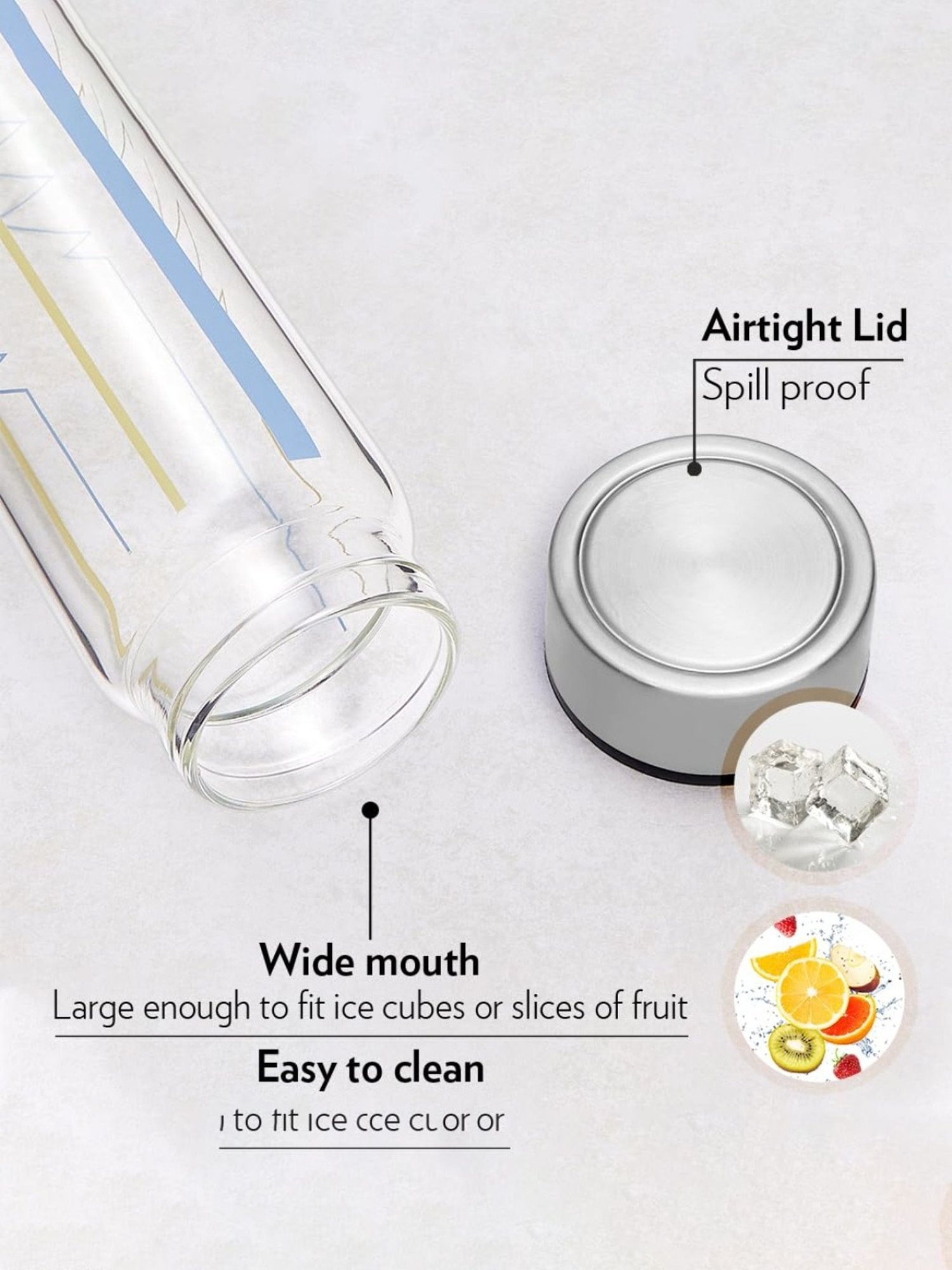 Borosil Water Bottle with Fridge Safe & Leakproof Set of 3 (Transparent, 550 ml)