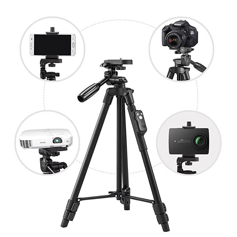 Tripod 50 Inch Aluminum Tripod Video Tripod for Cellphone Camera Universal Tripod with Wireless Remote Compatible with iPhone XsXrX88 PlusSamsung GalaxyGoogleGoPro Hero