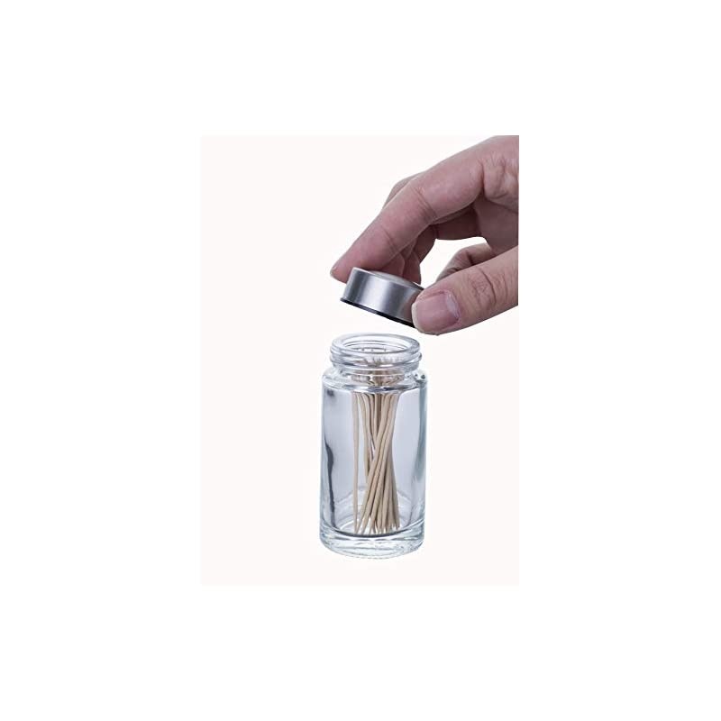 Toothpicks Holder - Stainless-steel Cover and Clear Glass Holder | Sturdy Safe Container (Toothpicks not included)