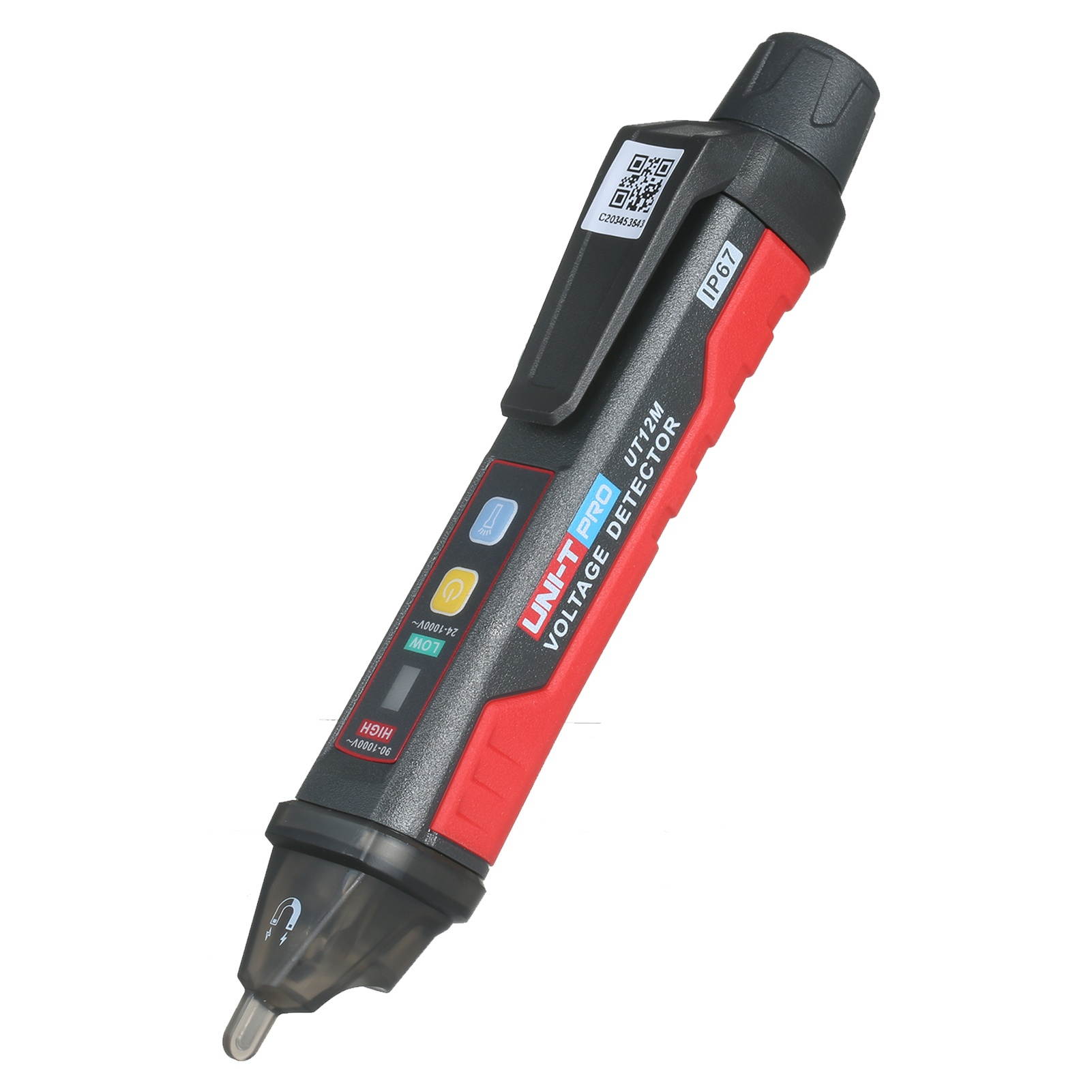 UNI-T UT12M AC Voltage Detector Meter 24V-1000V Non-Contact Portable Tester Pen Socket Volt Current Electric Test Pencil with Sound and Light Alarm and LED Flashlight