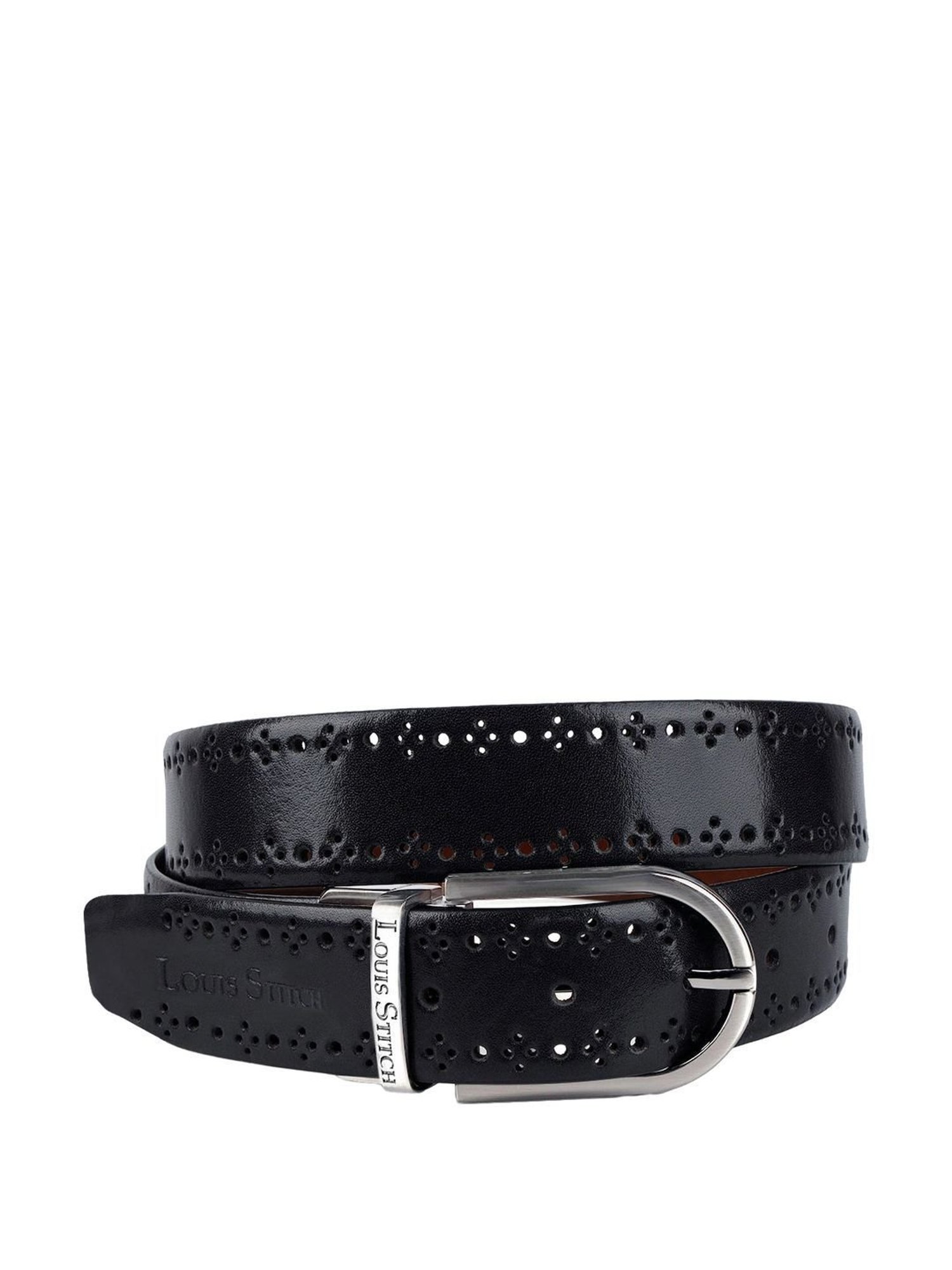 Louis Stitch Spanish Black & Brown Leather Reversible Belt For Men