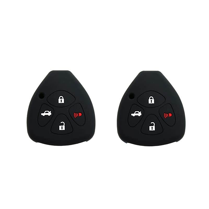 Autotech Remote Key Silicone Rubber Keyless Entry Shell Case Fob and Key Skin Cover fit for Toyota Camry Avalon Matrix Corolla Toyota Land Cruiser Black 1 Pair