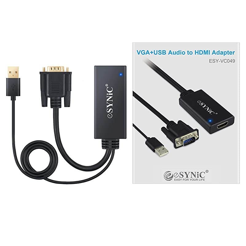 VGA to HDMI Converter Gold Plated VGA to HDMI Out 1080P Audio HD Video Converter Box PC to HDTV Cable Adapter for Computer Desktop Laptop PC DVD from Analogue VGA sVGA to HDTV HD Plasma TV