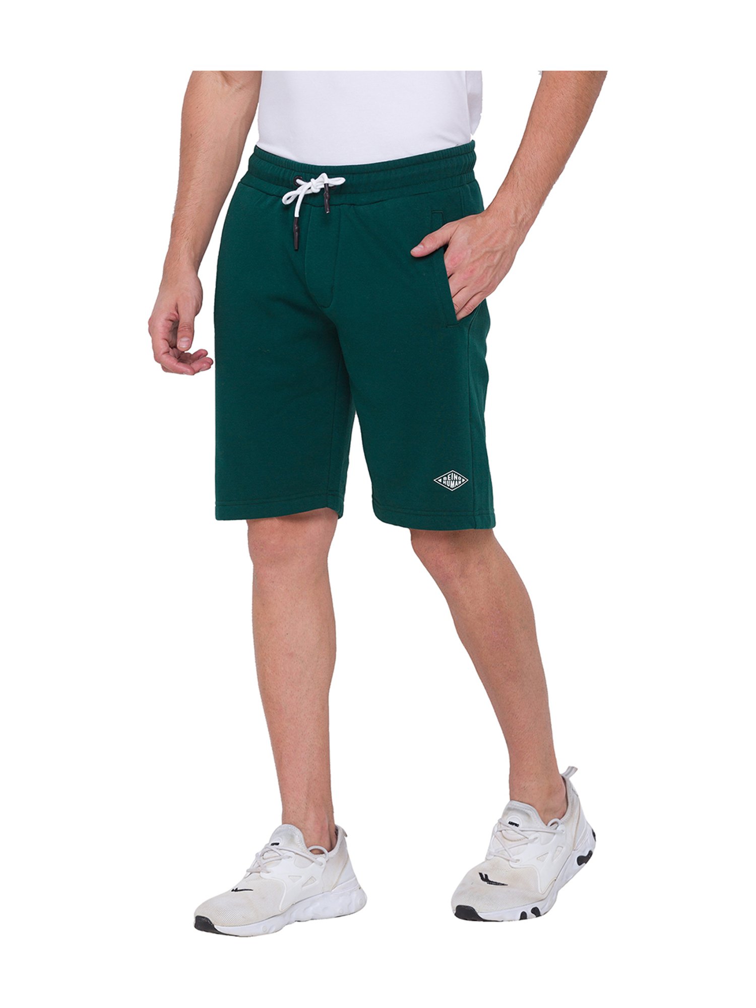 Being Human Dark Green Mid Rise Shorts
