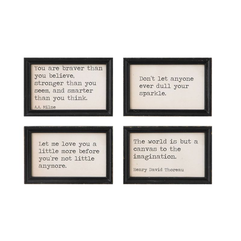 Set of 4 Phrases Framed Wood Inspiration Phrases - 3R Studios