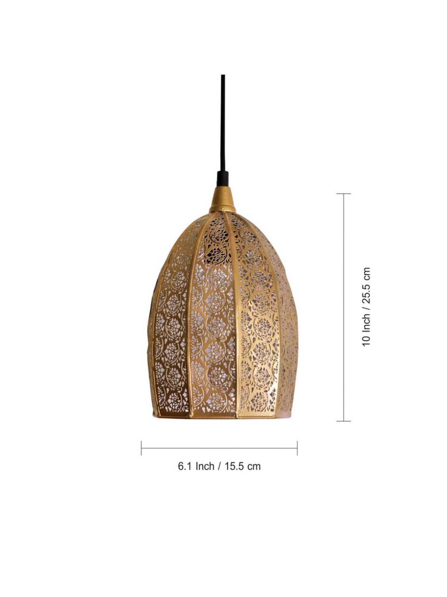 ExclusiveLane 'Moroccan Elegance' Matte Gold Iron Hand-Etched Pendant Lamp - Set of 1