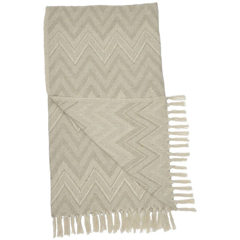 50"x60" Knit Chevron Throw Blanket Natural - Nourison
