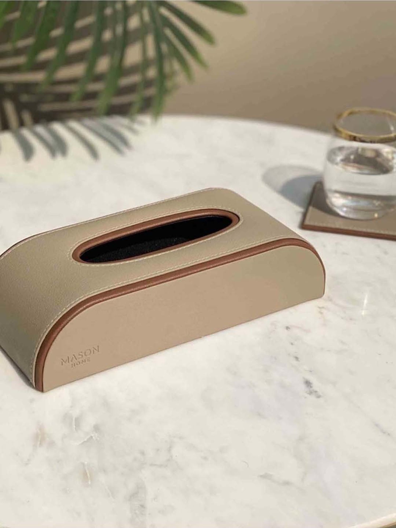 Mason Home Taupe Naples Car Tissue Box