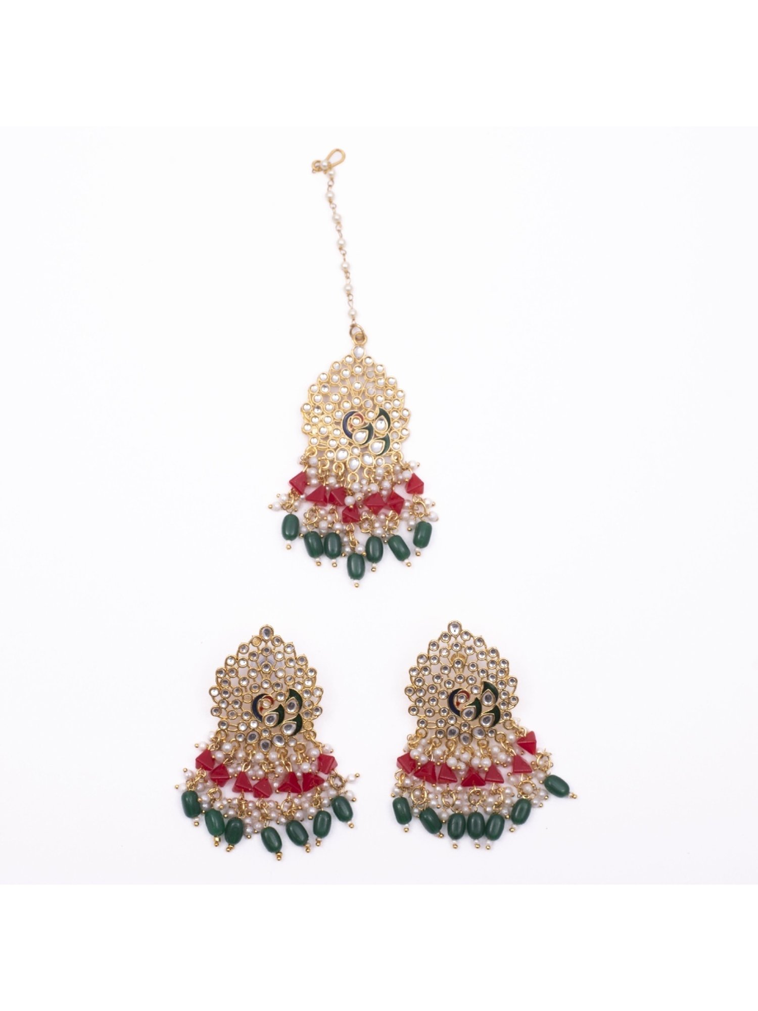 Jewelz Multi Color Fastive Season Earring and Maang Tikka for womens & Girls