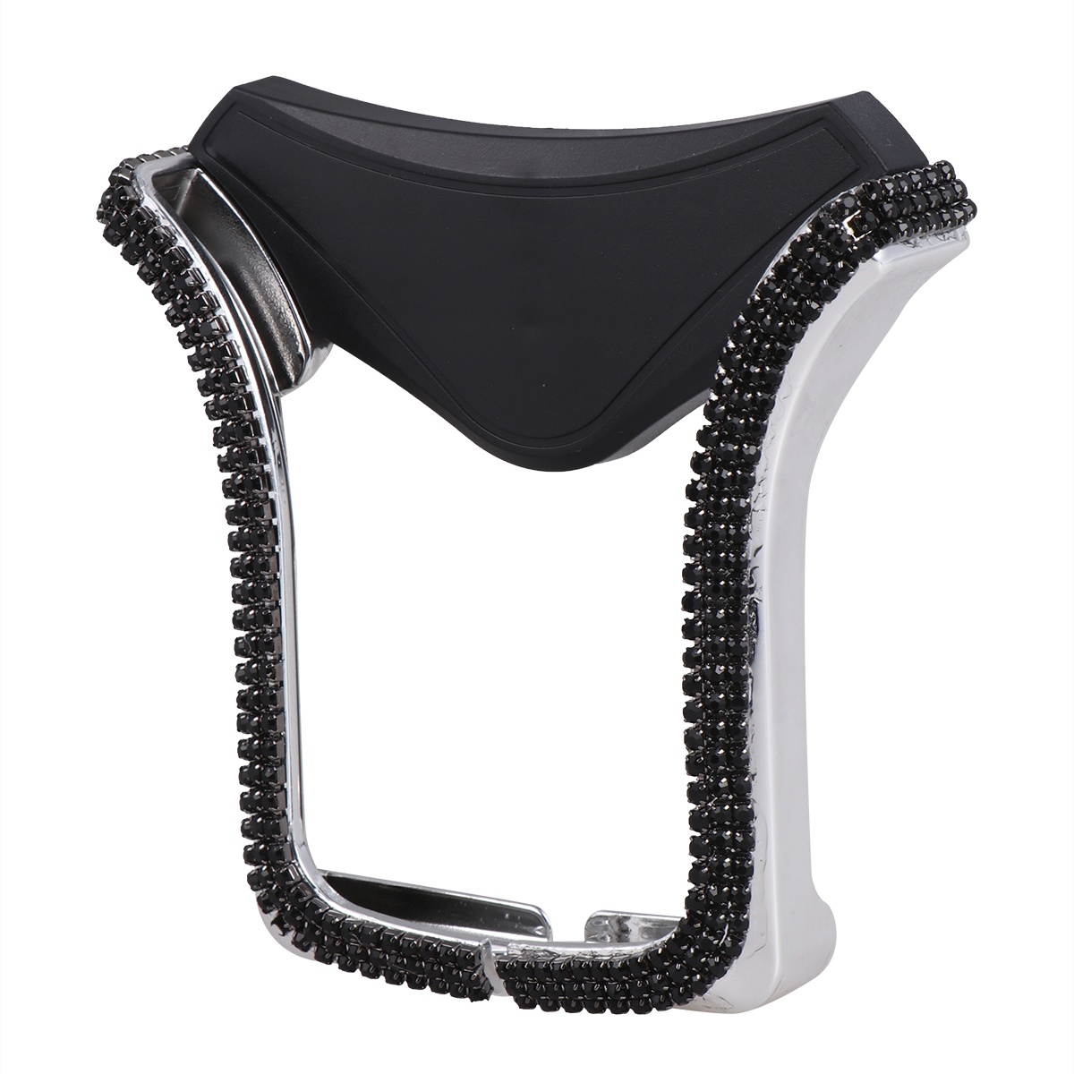 Rhinestone U Shape Car Air Vent Phone Bracket Navigation Telescopic Gravity Holder (Silver)