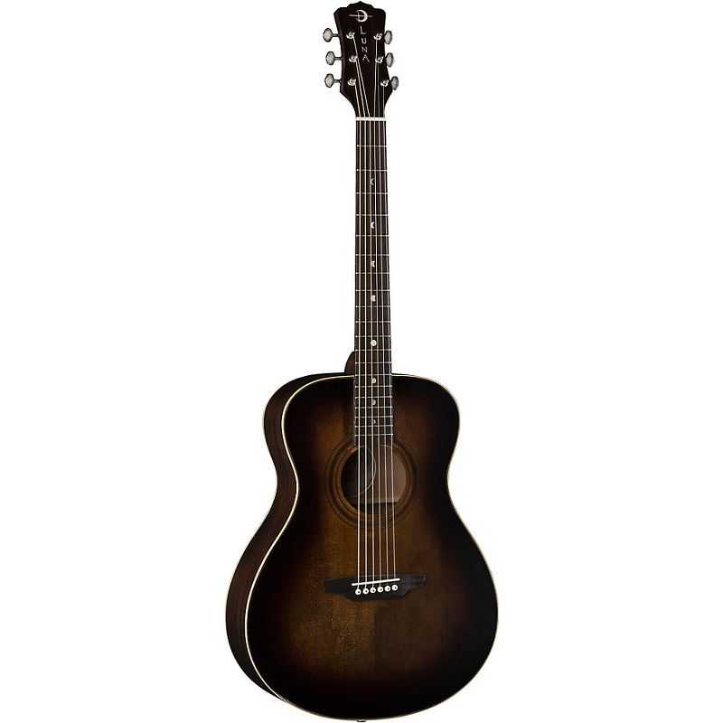 Luna Guitars Art Vintage Folk Acoustic Guitar Distressed Vintage Brownburst