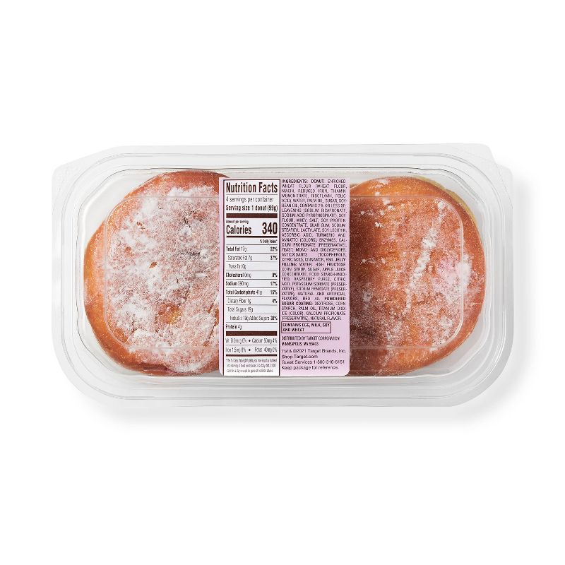 Powdered Raspberry Filled Donuts - 14oz/4ct - Favorite Day™