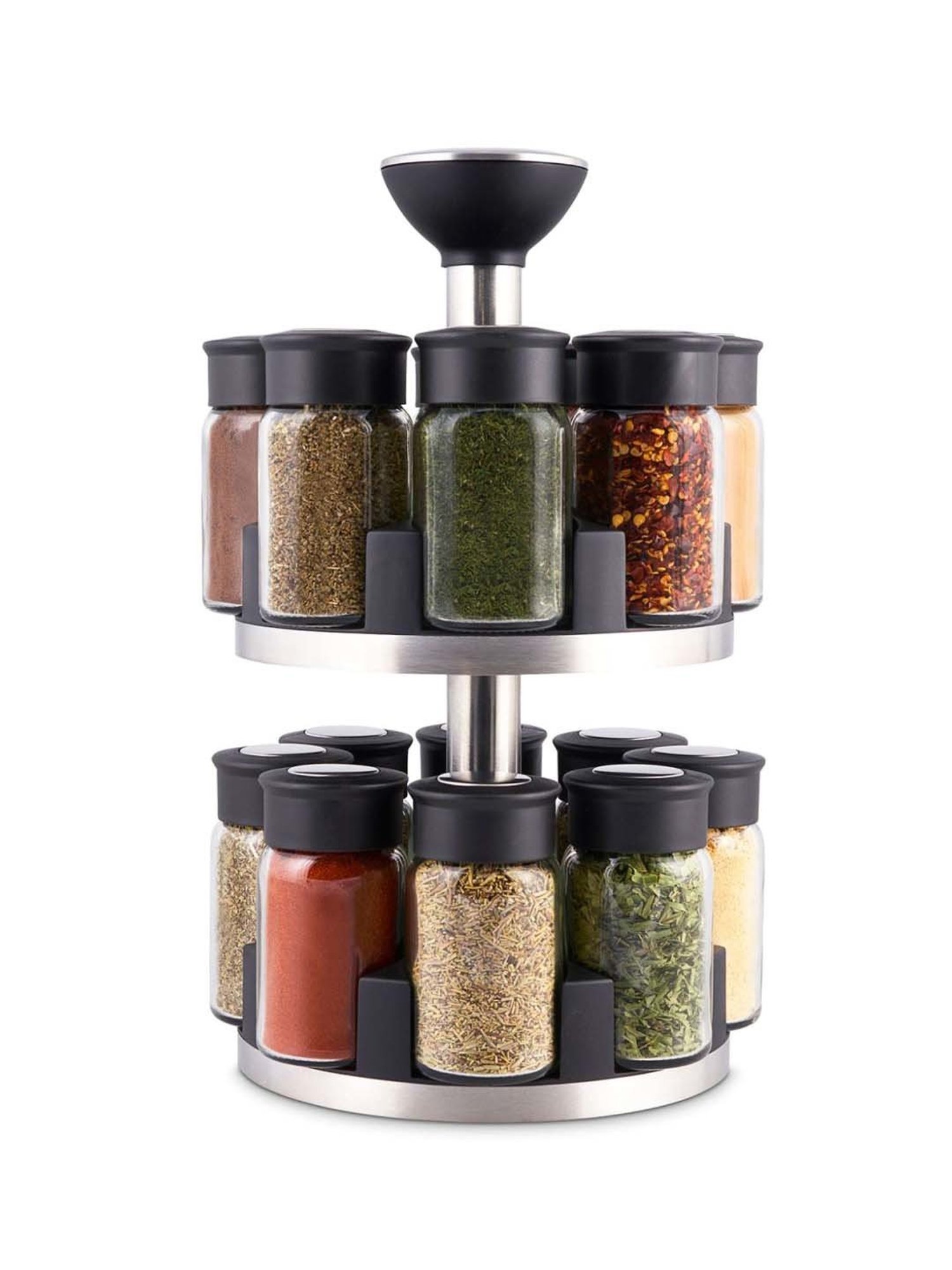 COLE & MASON Black Plastic 16-In-1 Herb & Spices Carousel