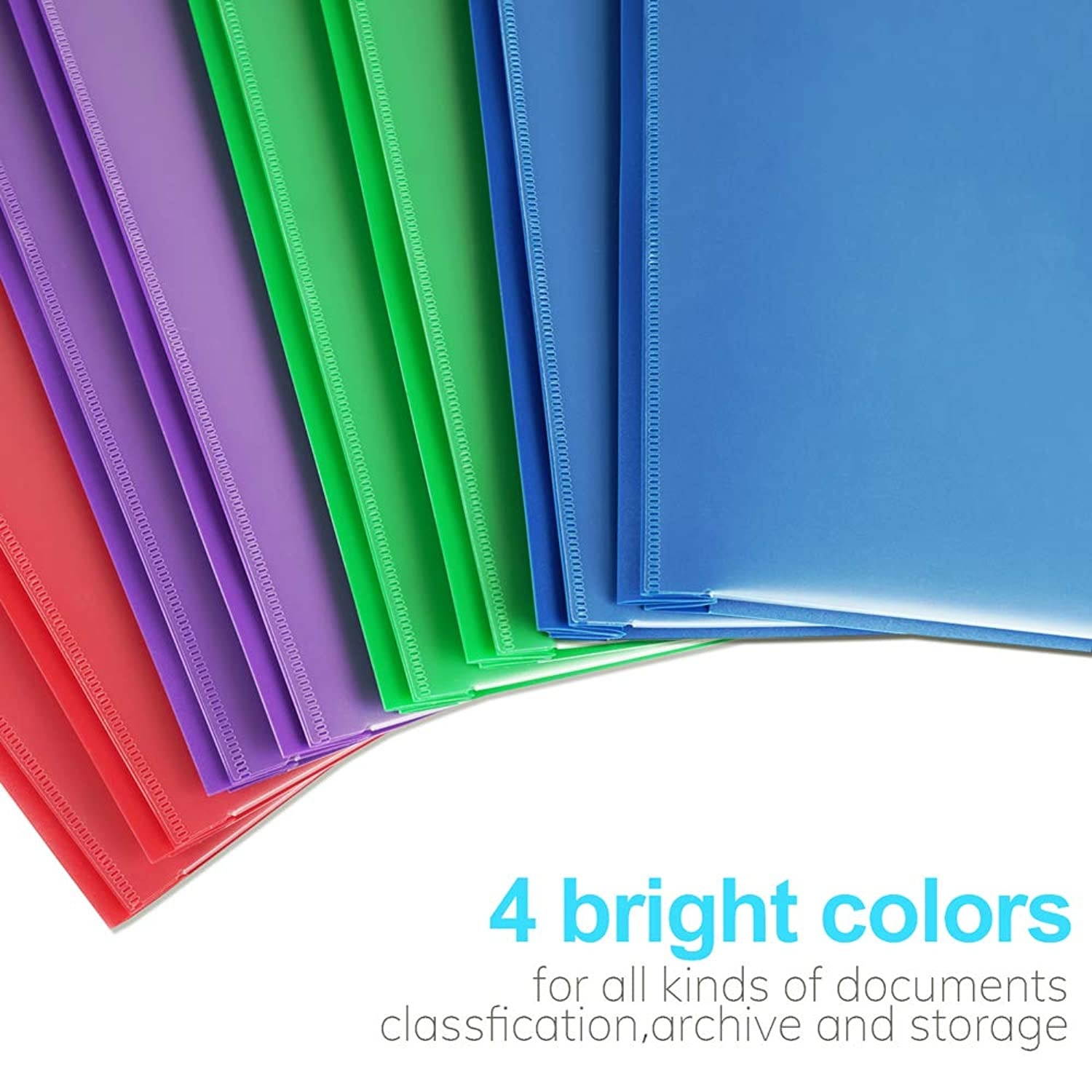 WOT I for 2 Pocket Folders with Clear Front Pocket-8 Pack and 3 Prong Folders Letter, Heavy Duty Folders Customizable Cover, Suitable for School, Home, and Work