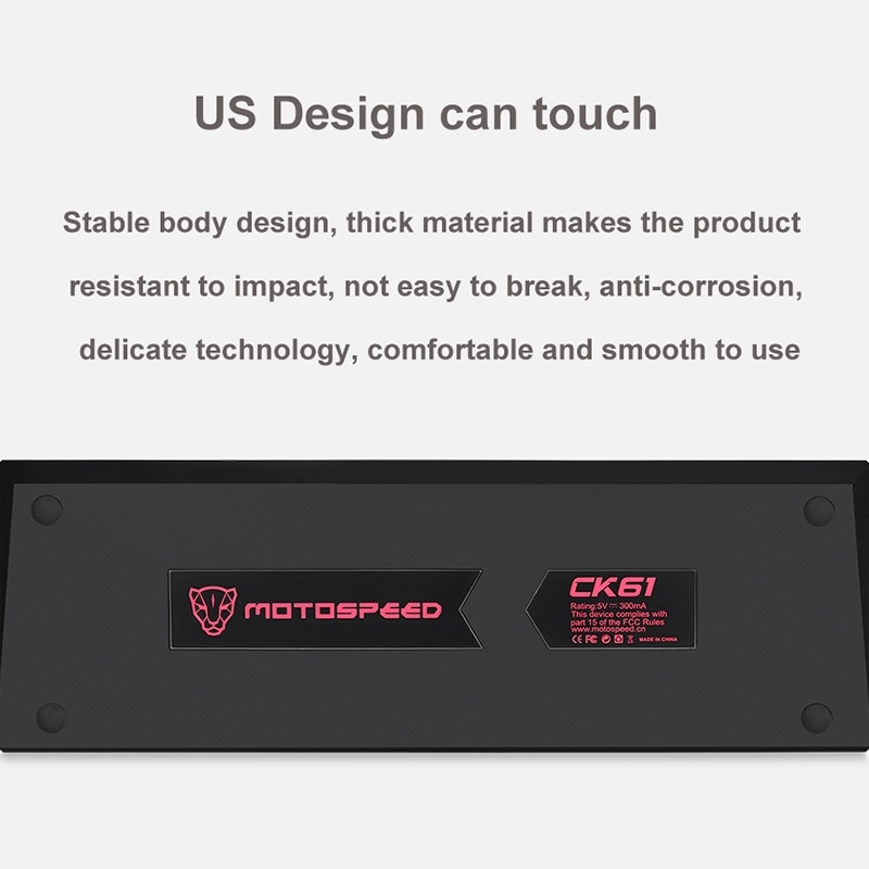 MOTOSPEED CK61 61 Keys Wired Mechanical Keyboard RGB Backlight with 14 Lighting Effects, Cable Length: 1.5m, Colour: Red Shaft