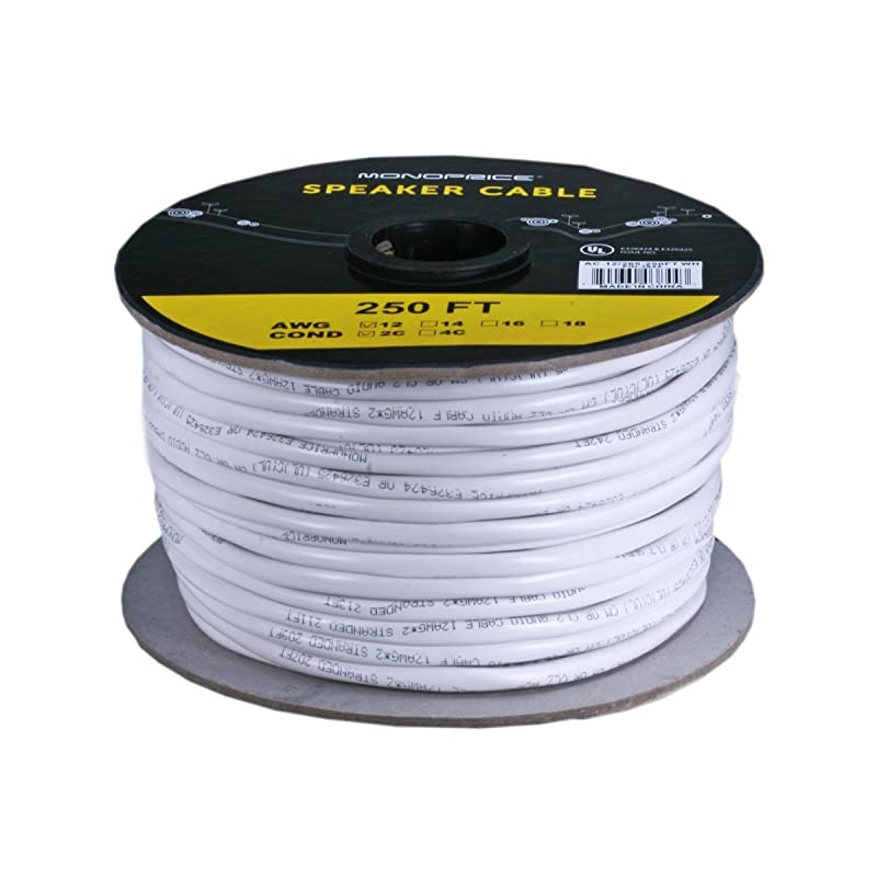 103844 250ft 12AWG CL2 Rated 2Conductor Loud Speaker Cable for inWall Installation