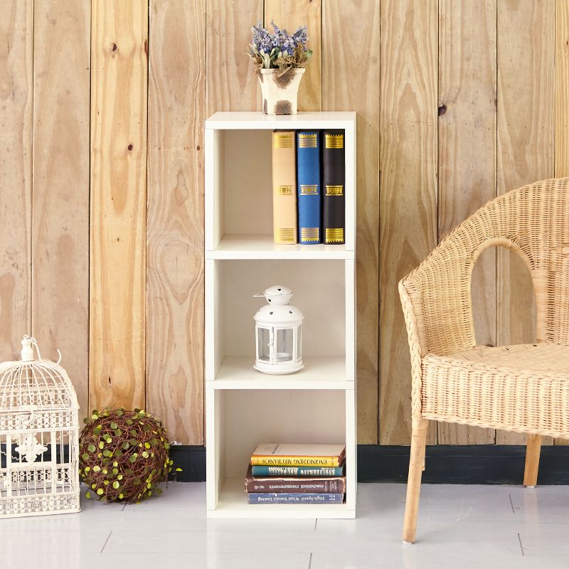 Way Basics Wynwood Eco 3-Cube Bookcase Organizer and Storage Unit White