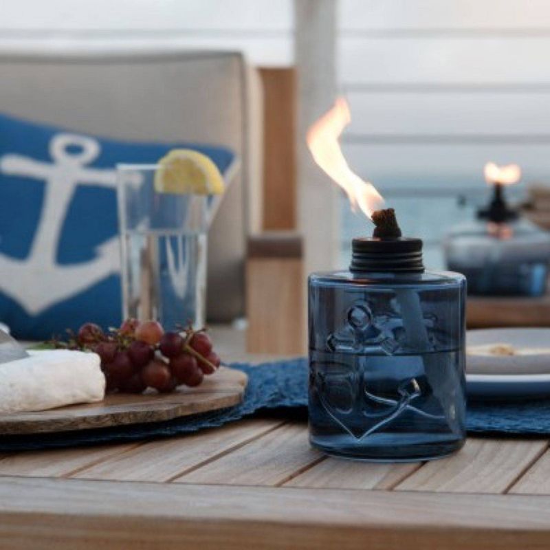 Tiki Brand 5.5" Set Sail Glass Table Torch Blue 3pk