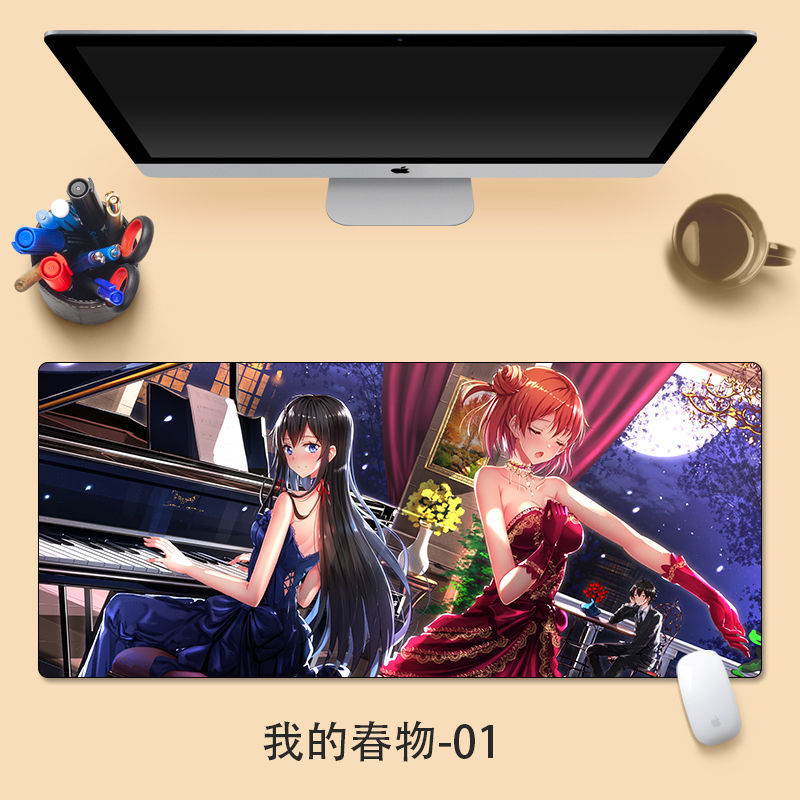 Date A Live  Anime Style Large Gaming Mouse Pad Desk Mat Long Non-Slip Rubber Stitched Edges Mice Pads