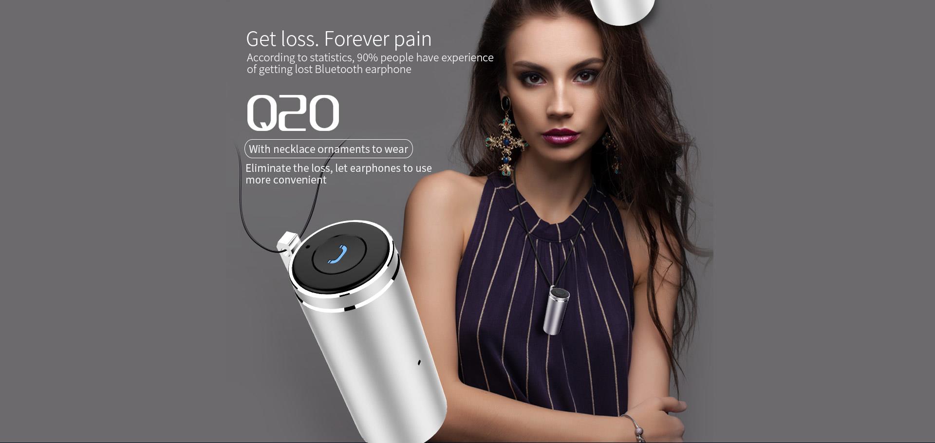 OVEVO Q20 Bluetooth Earphone Wireless Mini Headphone In Ear Headset for Outdoor Sports Driving F22239/F22240 - Silver