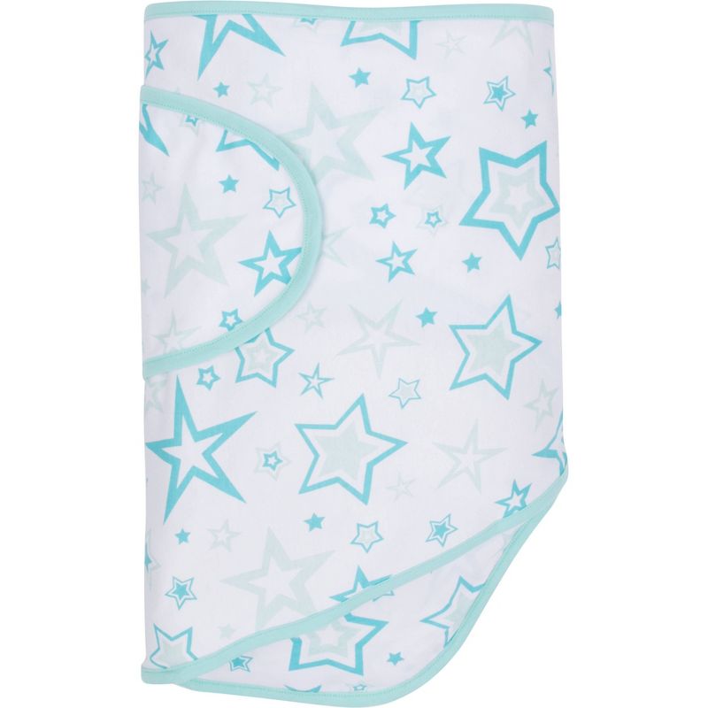 Miracle Blanket Swaddle Wrap Stars Aqua