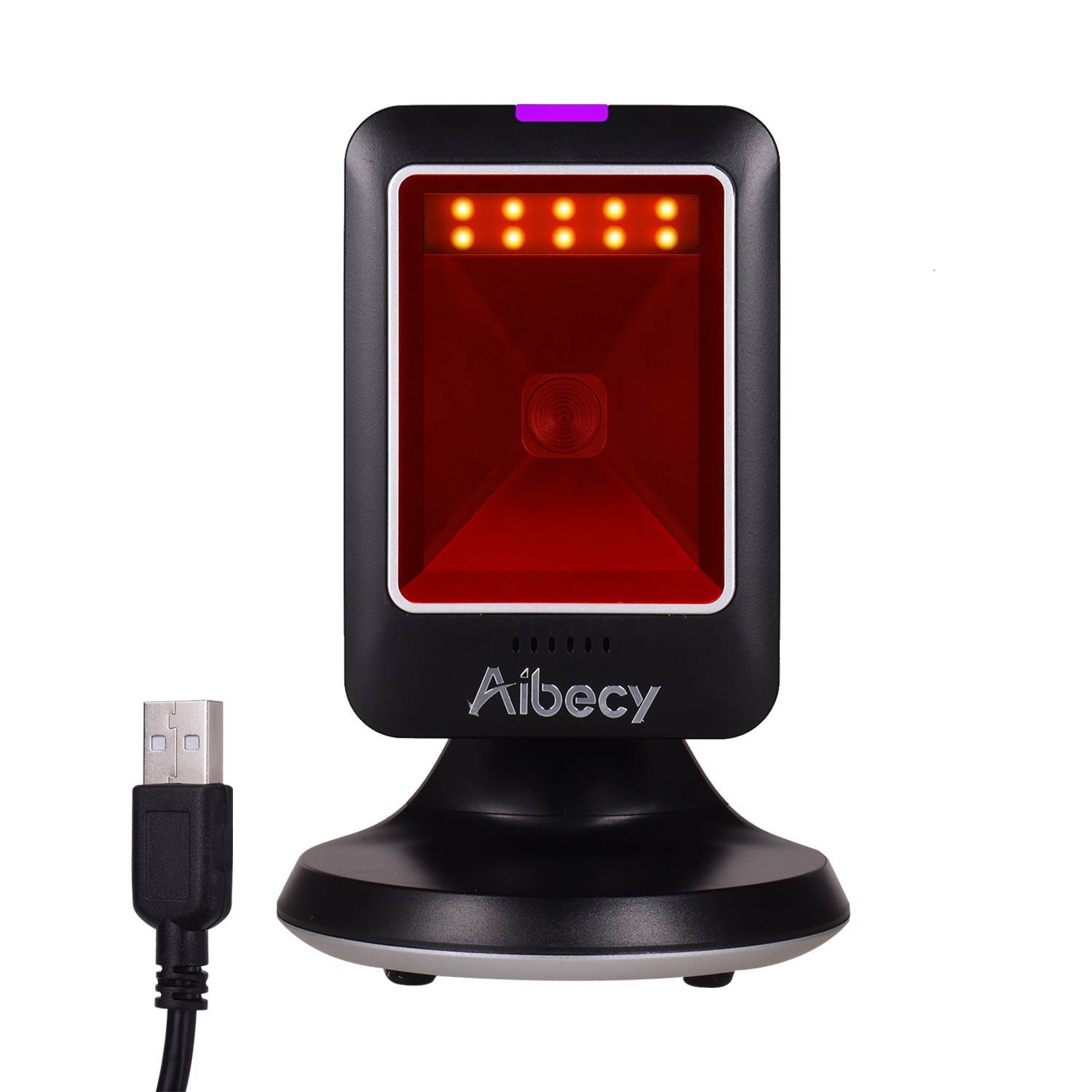 Aibecy MP6300Y 1D/2D/QR Omnidirectional Barcode Scanner USB Wired Bar Code Reader CMOS Image Hand-Free for Supermarket Bookstore Retail Hospital