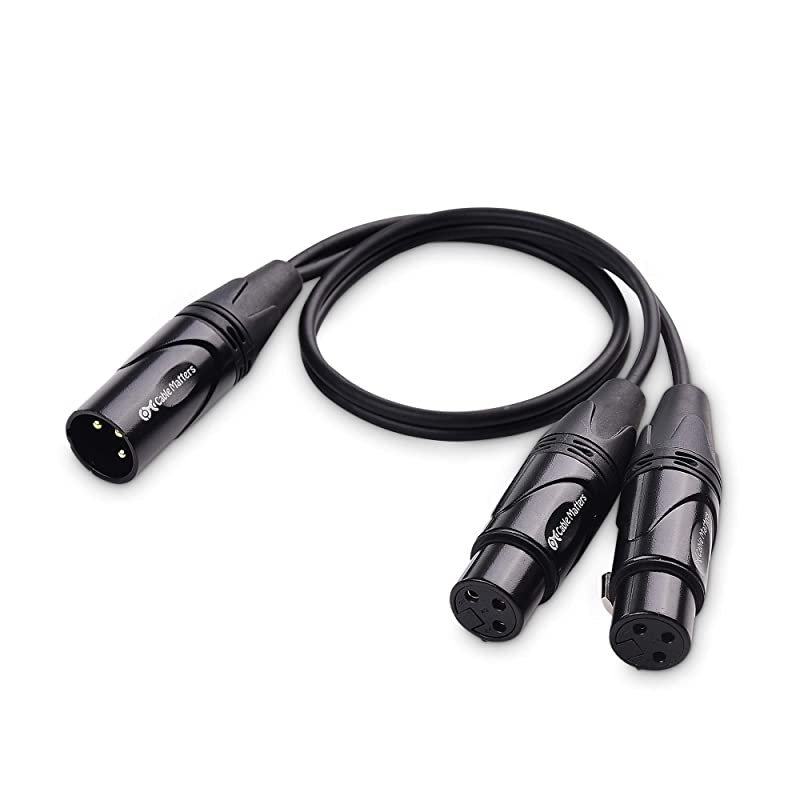 XLR Splitter Male to 2 Female XLR Y 18 Inches